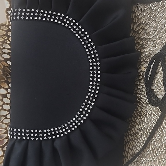 Carla Marchi elegant black satin evening purse with diamonds - Picture 3 of 3